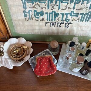 Vintage Italian Fleur-De-Lis Leather Coin Pouch